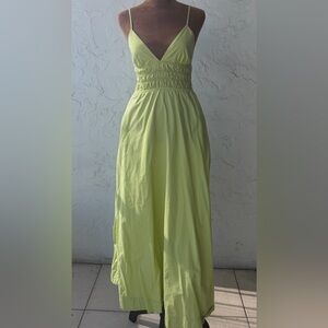 Zara Light Lime Green Maxi Dress Skirt with Smocked Waist